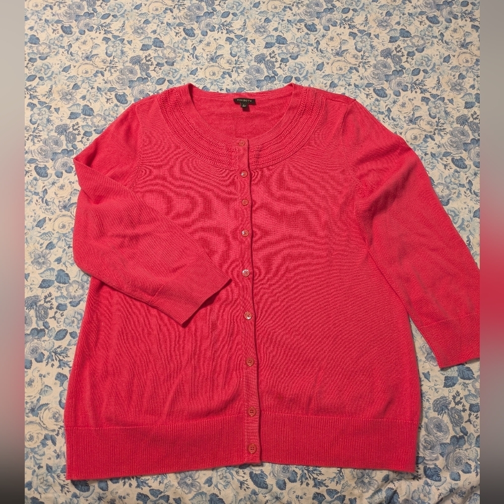 Talbots Vibrant Pink Cardigan Sweater